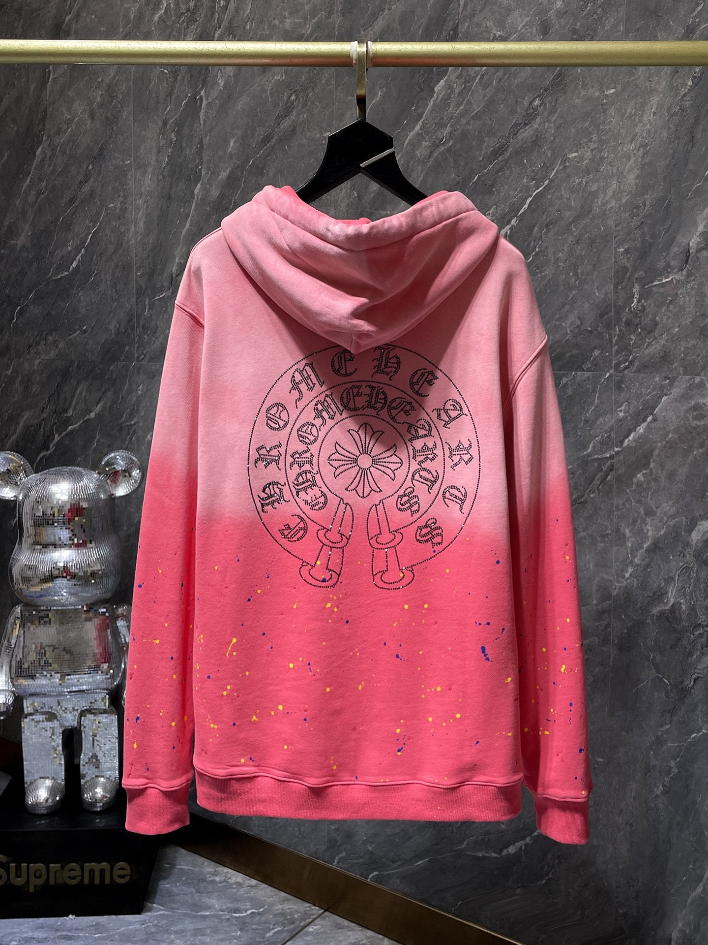 Pink Paint Chrome Hearts Hoodie