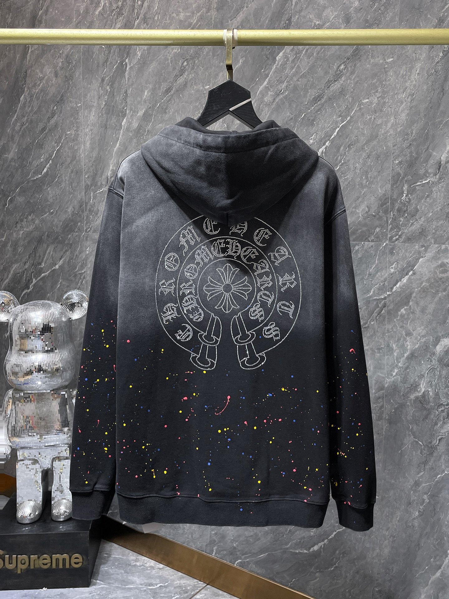 Black Paint Chrome Hearts Hoodie