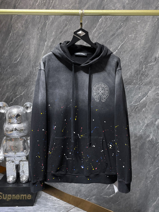 Black Paint Chrome Hearts Hoodie
